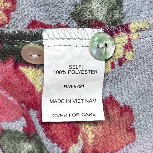 Fig and Flower Floral Boho V-Neck Crepe Tunic Mother of Pearl Buttons Sz XL NWOT - Picture 10 of 10